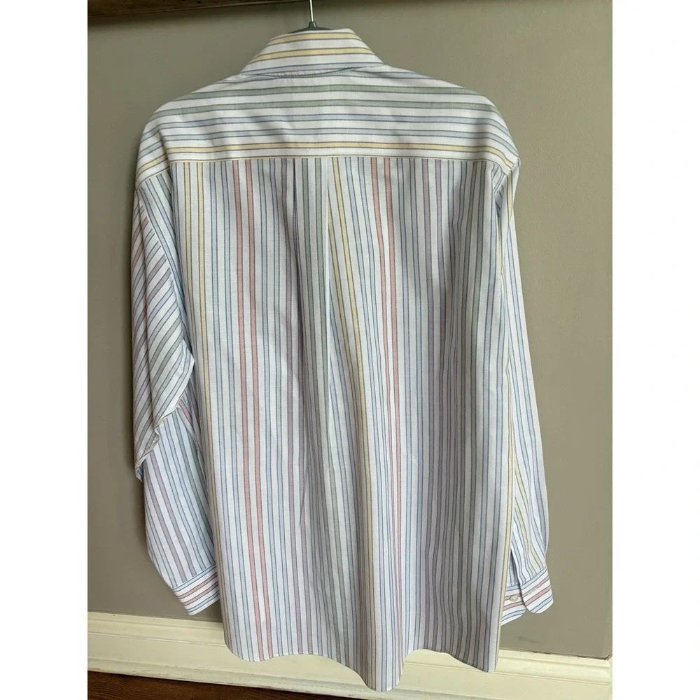 Brooks Brothers  Button Down Shirt Mens  LG pastel stripe 100% cotton Heritage - Picture 3 of 16